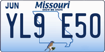 MO license plate YL9E5O