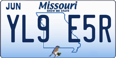 MO license plate YL9E5R