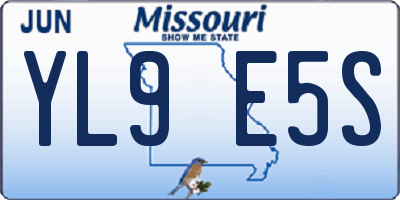 MO license plate YL9E5S