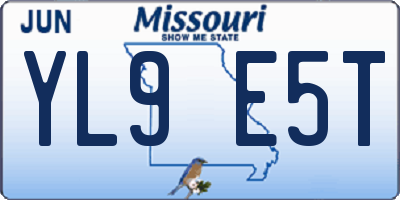 MO license plate YL9E5T