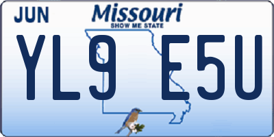 MO license plate YL9E5U