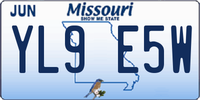 MO license plate YL9E5W