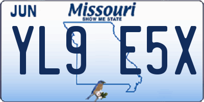 MO license plate YL9E5X