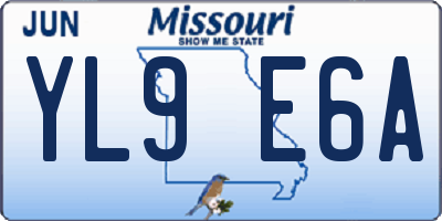 MO license plate YL9E6A