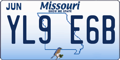MO license plate YL9E6B