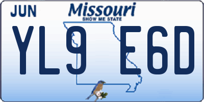 MO license plate YL9E6D