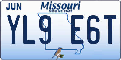 MO license plate YL9E6T
