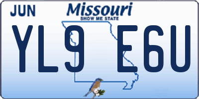 MO license plate YL9E6U