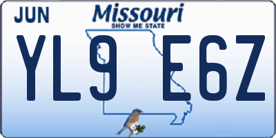 MO license plate YL9E6Z