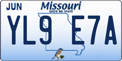 MO license plate YL9E7A