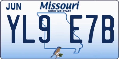 MO license plate YL9E7B