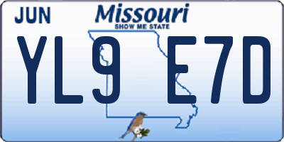 MO license plate YL9E7D