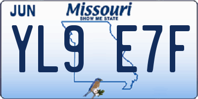 MO license plate YL9E7F