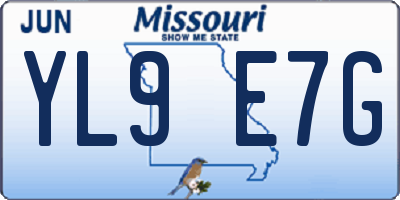 MO license plate YL9E7G