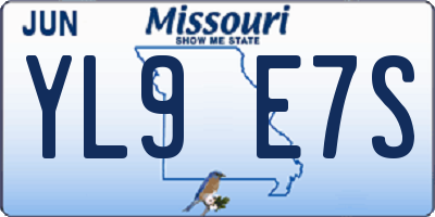 MO license plate YL9E7S