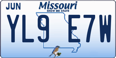 MO license plate YL9E7W