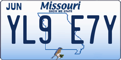 MO license plate YL9E7Y