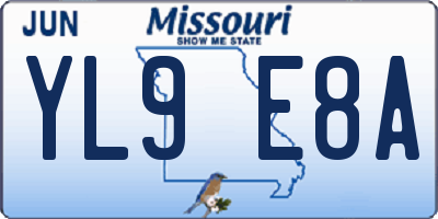 MO license plate YL9E8A