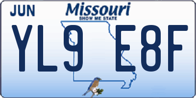 MO license plate YL9E8F