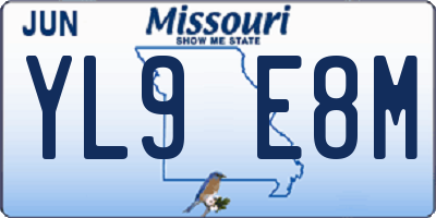 MO license plate YL9E8M