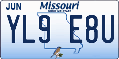 MO license plate YL9E8U