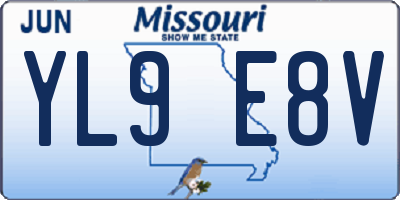 MO license plate YL9E8V
