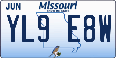 MO license plate YL9E8W