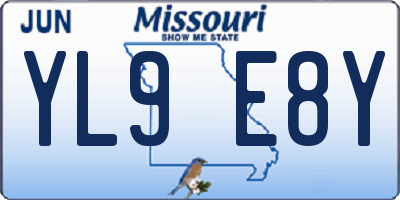 MO license plate YL9E8Y