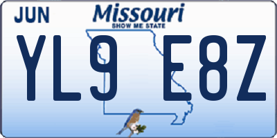 MO license plate YL9E8Z