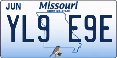 MO license plate YL9E9E