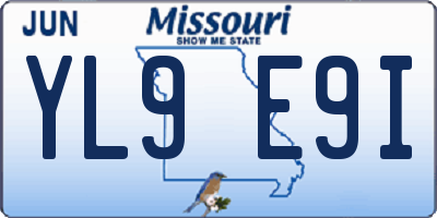 MO license plate YL9E9I