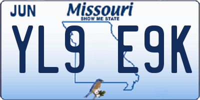 MO license plate YL9E9K