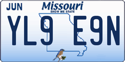 MO license plate YL9E9N