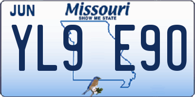 MO license plate YL9E9O
