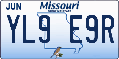 MO license plate YL9E9R