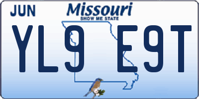 MO license plate YL9E9T