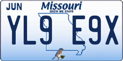 MO license plate YL9E9X