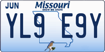 MO license plate YL9E9Y