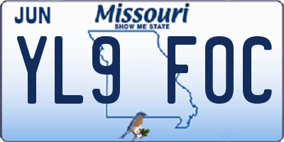 MO license plate YL9F0C