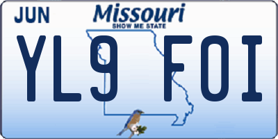 MO license plate YL9F0I