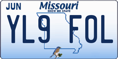 MO license plate YL9F0L