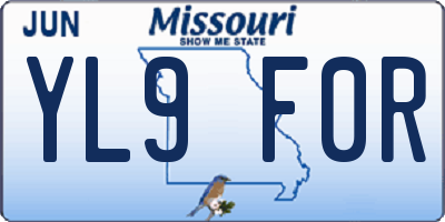 MO license plate YL9F0R