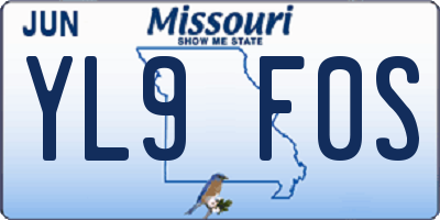 MO license plate YL9F0S