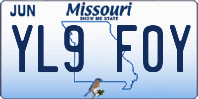 MO license plate YL9F0Y