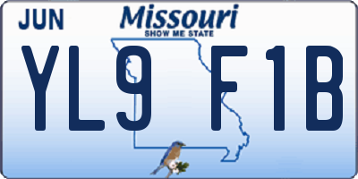 MO license plate YL9F1B