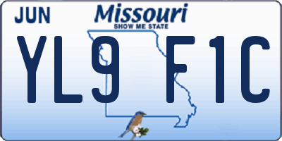 MO license plate YL9F1C