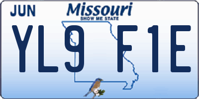 MO license plate YL9F1E