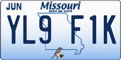 MO license plate YL9F1K