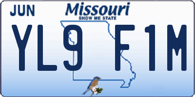 MO license plate YL9F1M