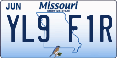 MO license plate YL9F1R